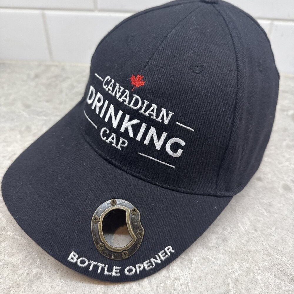 Canadian Drinking Cap Baseball Hat With Bottle Opener Adjustable Strap Navy